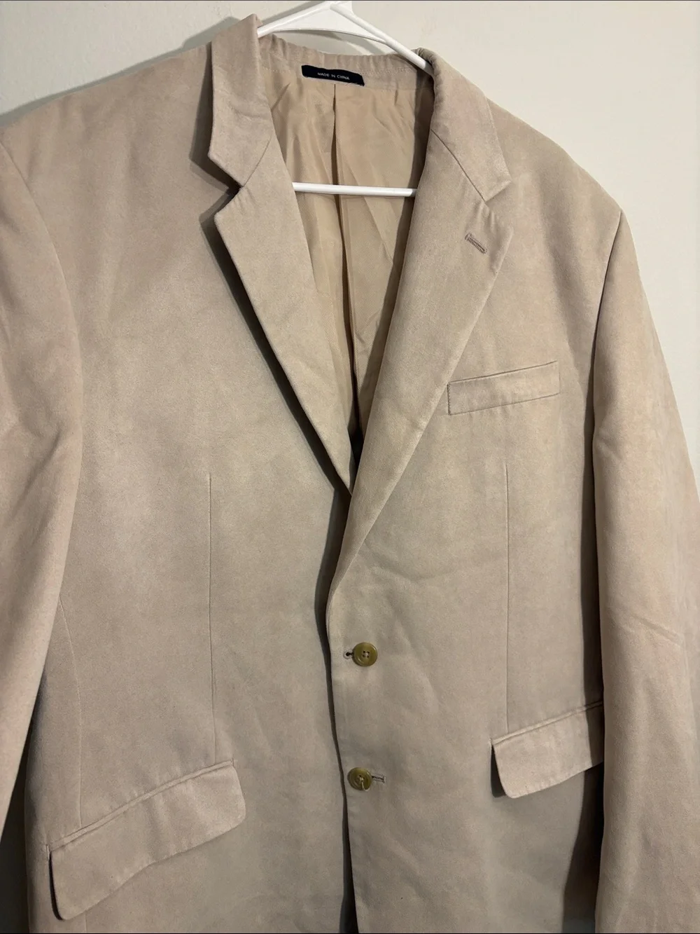 Chaps Light Beige Suede Blazer Jacket